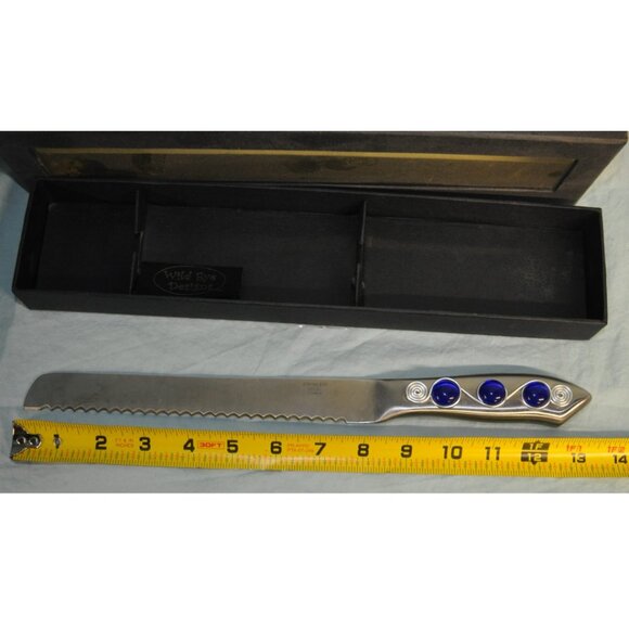 blue jeweled cake knife wedding athame stainless steel full tang wild - Picture 10 of 10